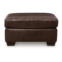 Orion Ottoman, 34 Inch Rich Dark Brown Real and Faux Leather Cushion -BM329008