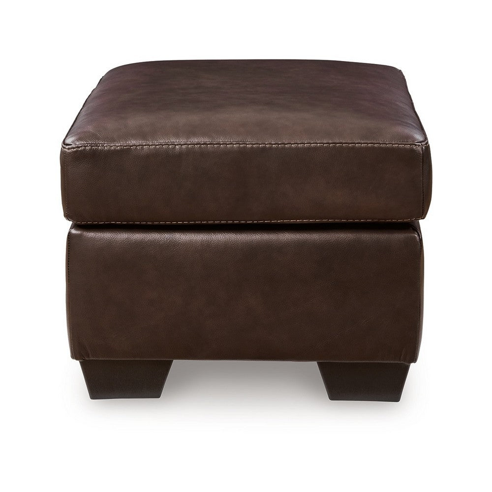 Orion Ottoman, 34 Inch Rich Dark Brown Real and Faux Leather Cushion -BM329008