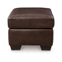 Orion Ottoman, 34 Inch Rich Dark Brown Real and Faux Leather Cushion -BM329008