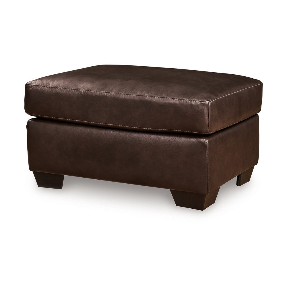 Orion Ottoman, 34 Inch Rich Dark Brown Real and Faux Leather Cushion -BM329008