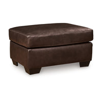 Orion Ottoman, 34 Inch Rich Dark Brown Real and Faux Leather Cushion -BM329008