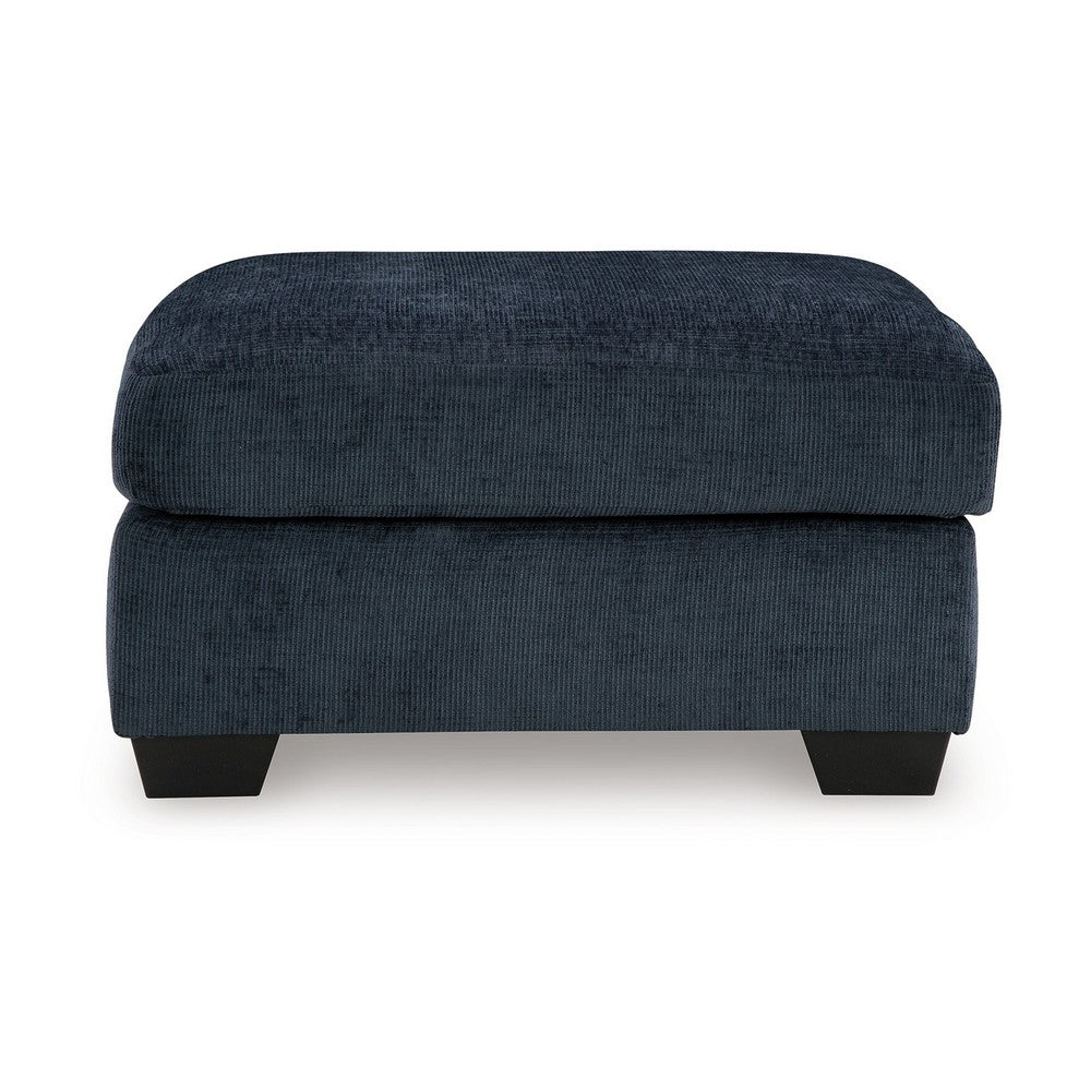 Avie Oversized Ottoman, Faux Wood Details, Navy Blue Polyester 38 Inch -BM329019