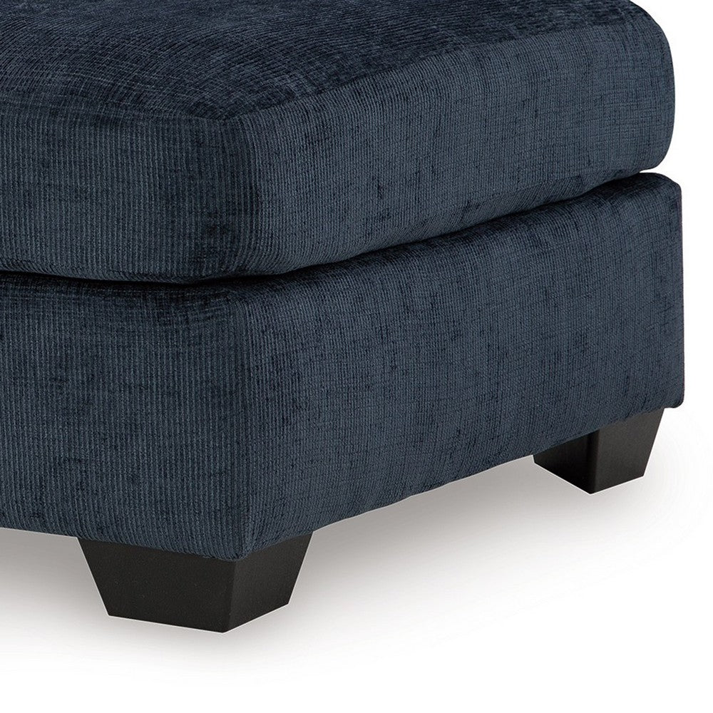 Avie Oversized Ottoman, Faux Wood Details, Navy Blue Polyester 38 Inch -BM329019