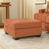 Avie Oversized Accent Ottoman, Burnt Orange Polyester Cushion, 38 Inch -BM329023