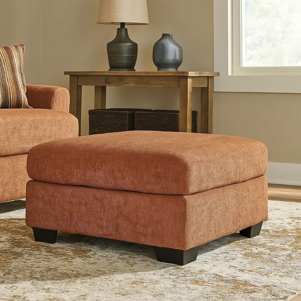 Avie Oversized Accent Ottoman, Burnt Orange Polyester Cushion, 38 Inch -BM329023