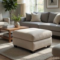 Avie Oversized Accent Ottoman, White Ivory Polyester Cushion, 38 Inch -BM329028