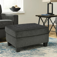 Erin Ottoman with Corner Block Frame, 33 Inch Dark Gray Polyester -BM329033