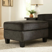 Erin Ottoman with Corner Block Frame, 33 Inch Dark Gray Polyester -BM329033