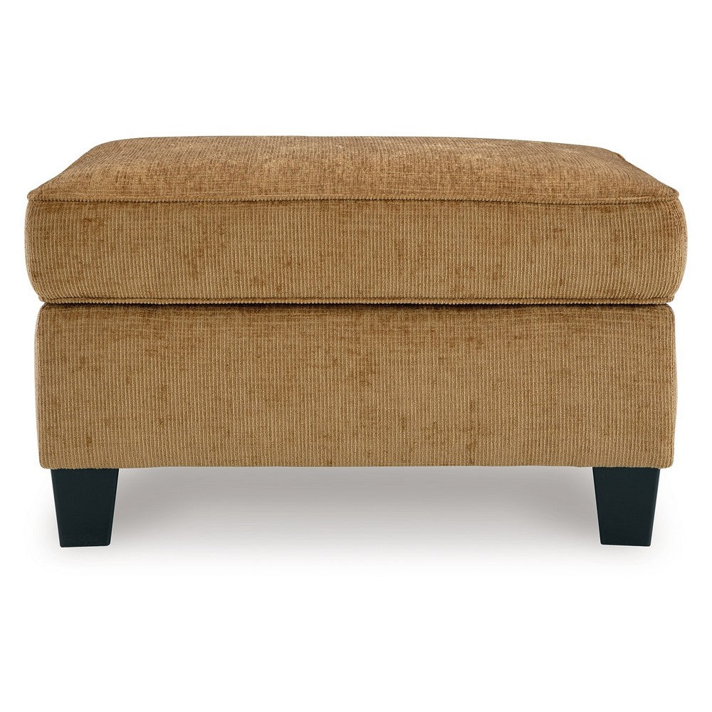 Erin Ottoman with Corner Block Frame, 33 Inch Light Brown Polyester -BM329037