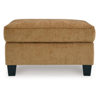 Erin Ottoman with Corner Block Frame, 33 Inch Light Brown Polyester -BM329037