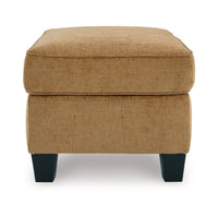 Erin Ottoman with Corner Block Frame, 33 Inch Light Brown Polyester -BM329037
