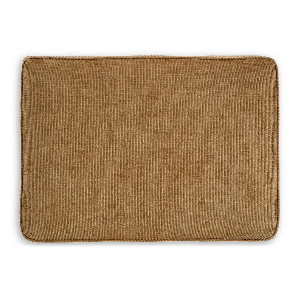 Erin Ottoman with Corner Block Frame, 33 Inch Light Brown Polyester -BM329037