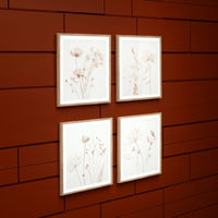 Corwin Wall Art Set of 4, Simple Flowers, Light Brown Wood Frame 23x27 -BM329058