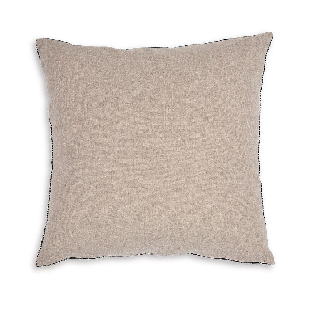 Square Accent Throw Pillow, 20 Inch, Striped Black Cotton, Gray Brown -BM329062