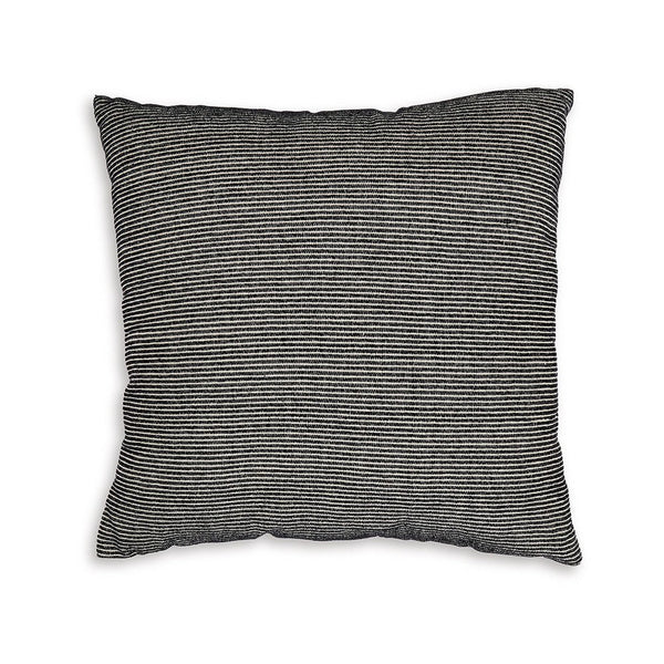 Square Accent Throw Pillow, 20 Inch, Striped Black Cotton, Gray Brown -BM329062