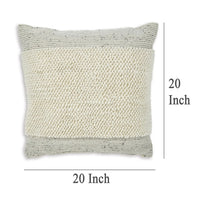 Square Accent Throw Pillow, 20 Inch, White and Gray Stripes, Polyfill -BM329063