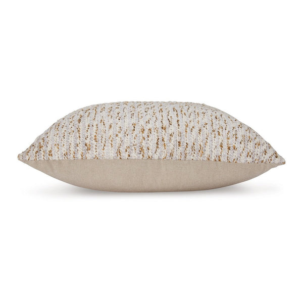 Lora Square Accent Throw Pillow, 20 Inch, Abstract Gold Stripes, Ivory -BM329065
