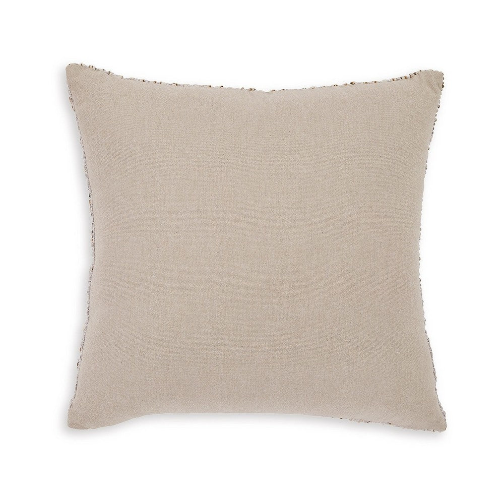 Lora Square Accent Throw Pillow, 20 Inch, Abstract Gold Stripes, Ivory -BM329065