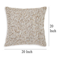 Lora Square Accent Throw Pillow, 20 Inch, Abstract Gold Stripes, Ivory -BM329065