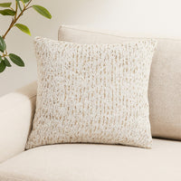 Lora Square Accent Throw Pillow, 20 Inch, Abstract Gold Stripes, Ivory -BM329065