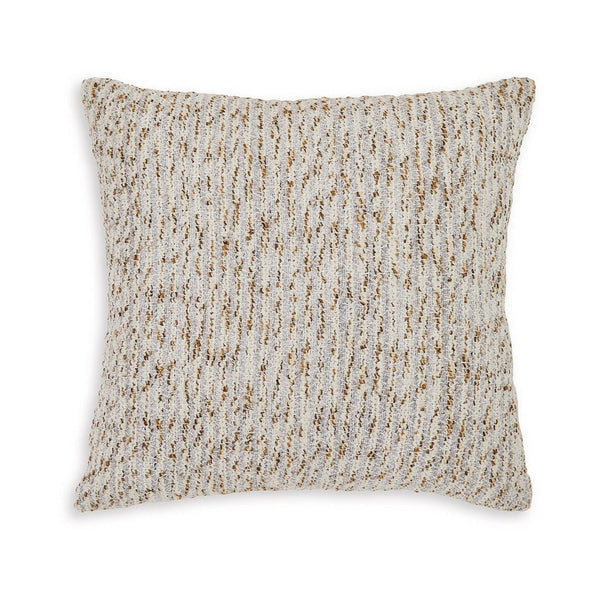 Lora Square Accent Throw Pillow, 20 Inch, Abstract Gold Stripes, Ivory -BM329065