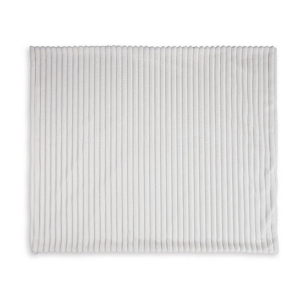 Visha Throw Blanket, Jacquard Faux Fur Stripes, Modern White Polyester -BM329066