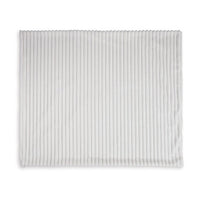 Visha Throw Blanket, Jacquard Faux Fur Stripes, Modern White Polyester -BM329066