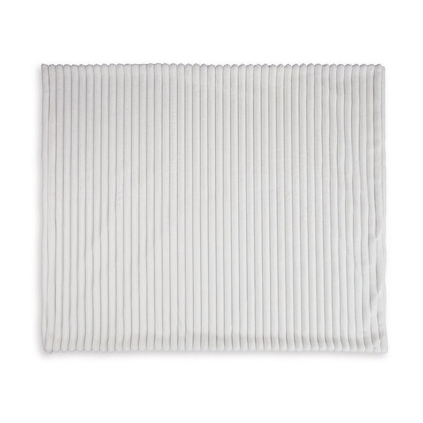 Visha Throw Blanket, Jacquard Faux Fur Stripes, Modern White Polyester -BM329066