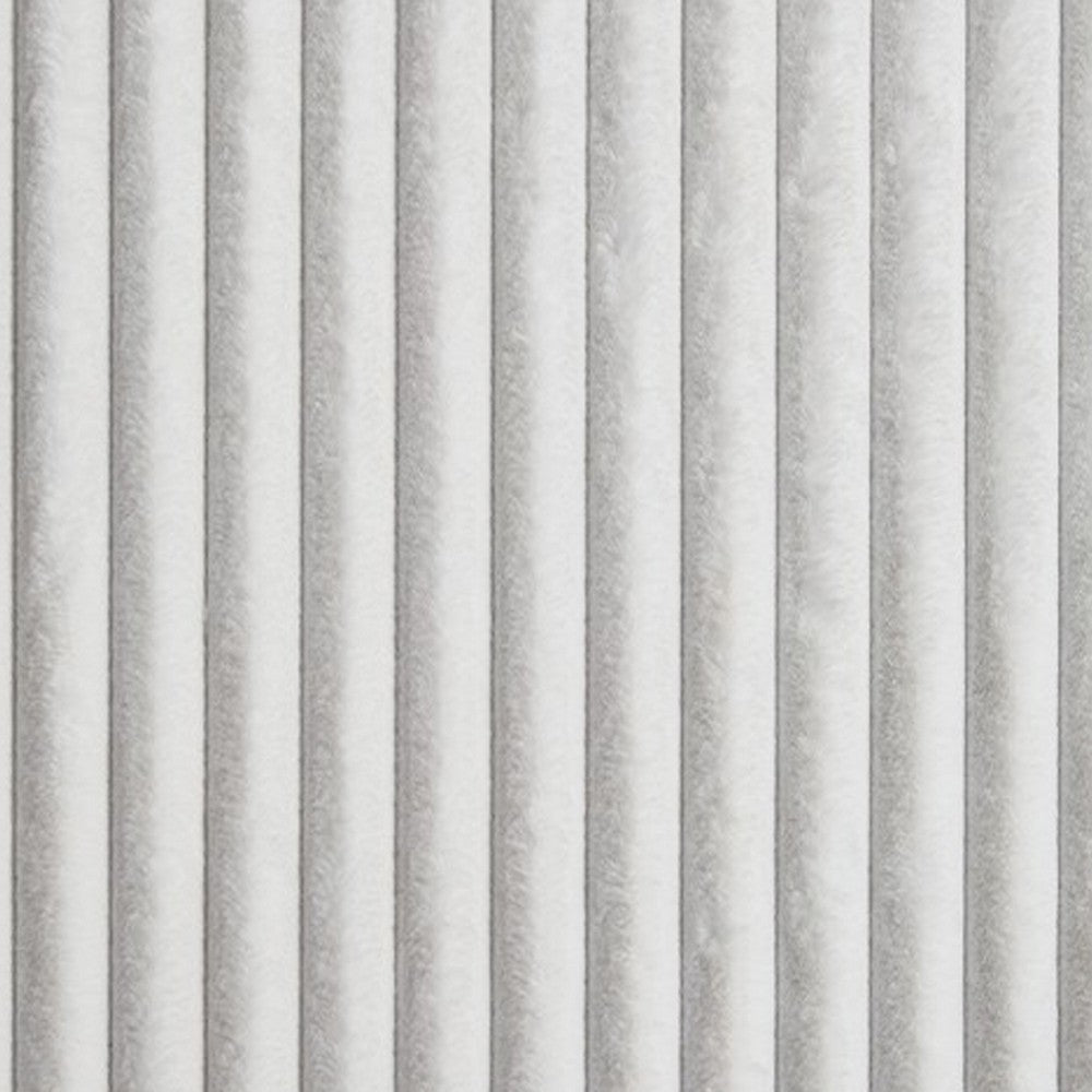 Visha Throw Blanket, Jacquard Faux Fur Stripes, Modern White Polyester -BM329066