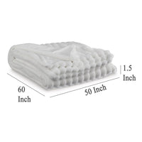 Visha Throw Blanket, Jacquard Faux Fur Stripes, Modern White Polyester -BM329066