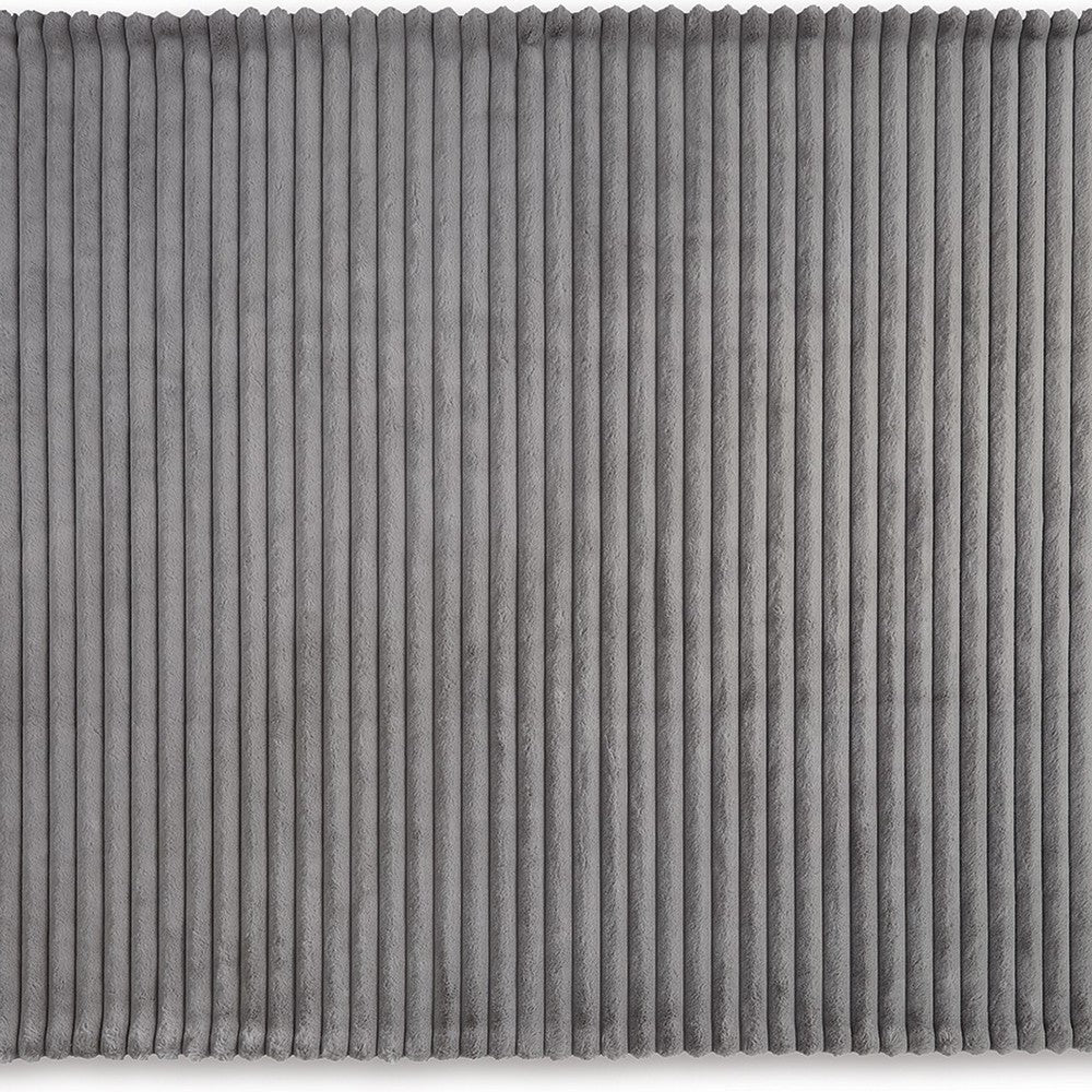 Visha Throw Blanket, Jacquard Faux Fur Stripes, Modern Gray Polyester -BM329067