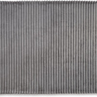 Visha Throw Blanket, Jacquard Faux Fur Stripes, Modern Gray Polyester -BM329067