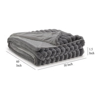 Visha Throw Blanket, Jacquard Faux Fur Stripes, Modern Gray Polyester -BM329067