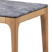 Aris Side End Table, 24 Inch Gray Faux Marble, Square Light Oak Wood -BM329072