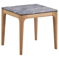 Aris Side End Table, 24 Inch Gray Faux Marble, Square Light Oak Wood -BM329072
