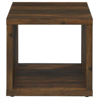 Rizz Side End Table, Square Cube Design Open Shelf, 23 Inch Dark Brown -BM329074