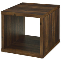 Rizz Side End Table, Square Cube Design Open Shelf, 23 Inch Dark Brown -BM329074