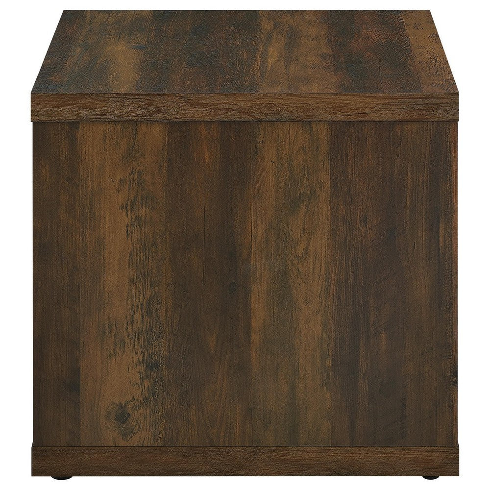 Rizz Side End Table, Square Cube Design Open Shelf, 23 Inch Dark Brown -BM329074