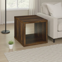 Rizz Side End Table, Square Cube Design Open Shelf, 23 Inch Dark Brown -BM329074