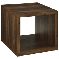 Rizz Side End Table, Square Cube Design Open Shelf, 23 Inch Dark Brown -BM329074
