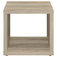 Rizz Side End Table, Square Cube Design Shelf, 23 Inch Light Brown -BM329076