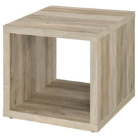 Rizz Side End Table, Square Cube Design Shelf, 23 Inch Light Brown -BM329076