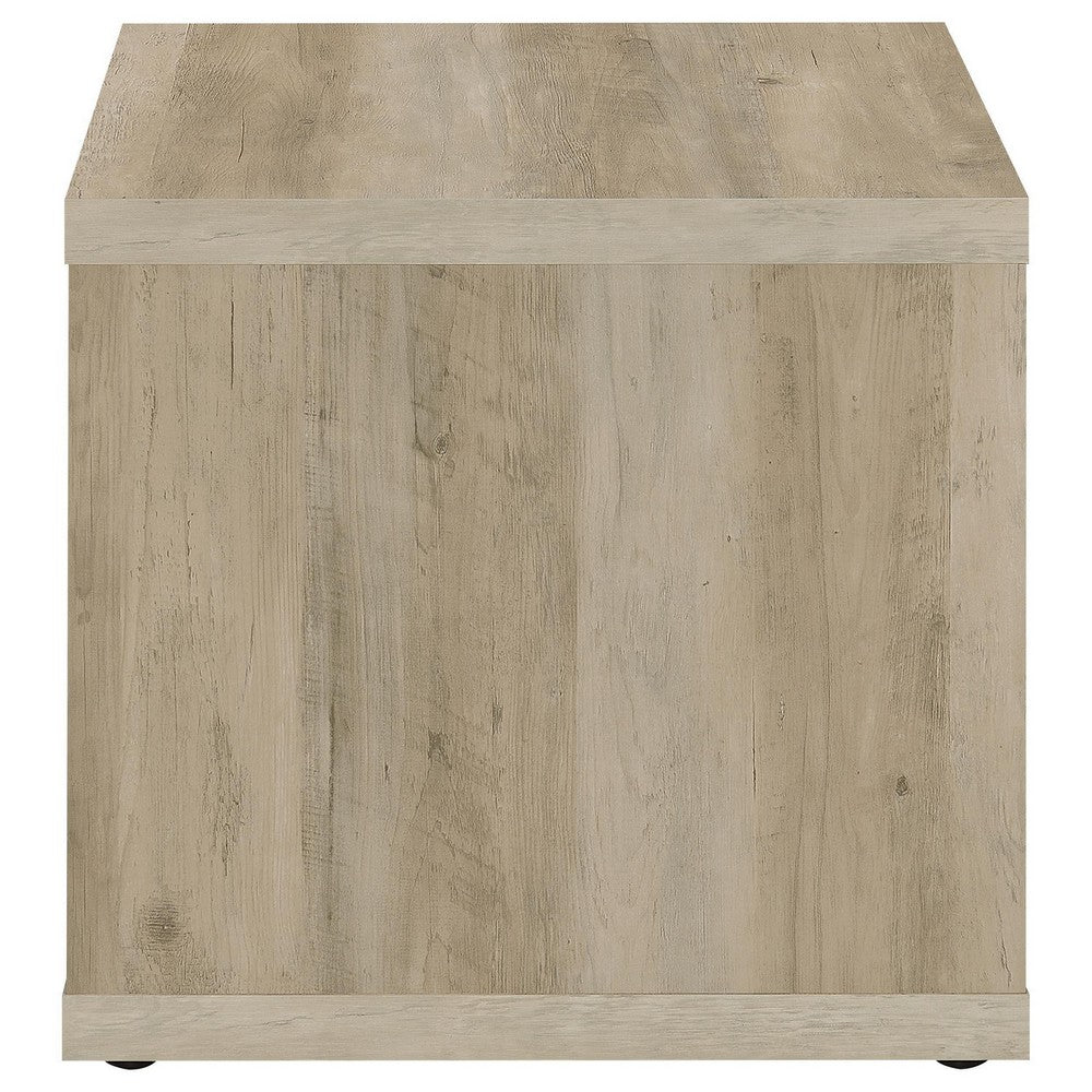Rizz Side End Table, Square Cube Design Shelf, 23 Inch Light Brown -BM329076