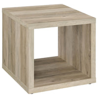 Rizz Side End Table, Square Cube Design Shelf, 23 Inch Light Brown -BM329076