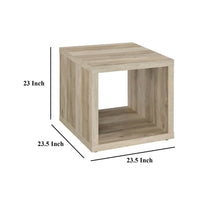 Rizz Side End Table, Square Cube Design Shelf, 23 Inch Light Brown -BM329076