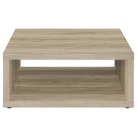 Rizz Coffee Table, Square Cube Design Open Shelf, 36 Inch Light Brown -BM329077