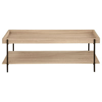 Allen Coffee Table, Tray Top, Shelf 47 Inch Brown Wood, Black Metal -BM329079