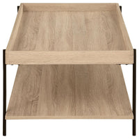Allen Coffee Table, Tray Top, Shelf 47 Inch Brown Wood, Black Metal -BM329079