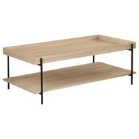 Allen Coffee Table, Tray Top, Shelf 47 Inch Brown Wood, Black Metal -BM329079