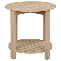 Fowl Round Side End Table, Slatted Lower Shelf, 22 Inch Natural Brown -BM329080